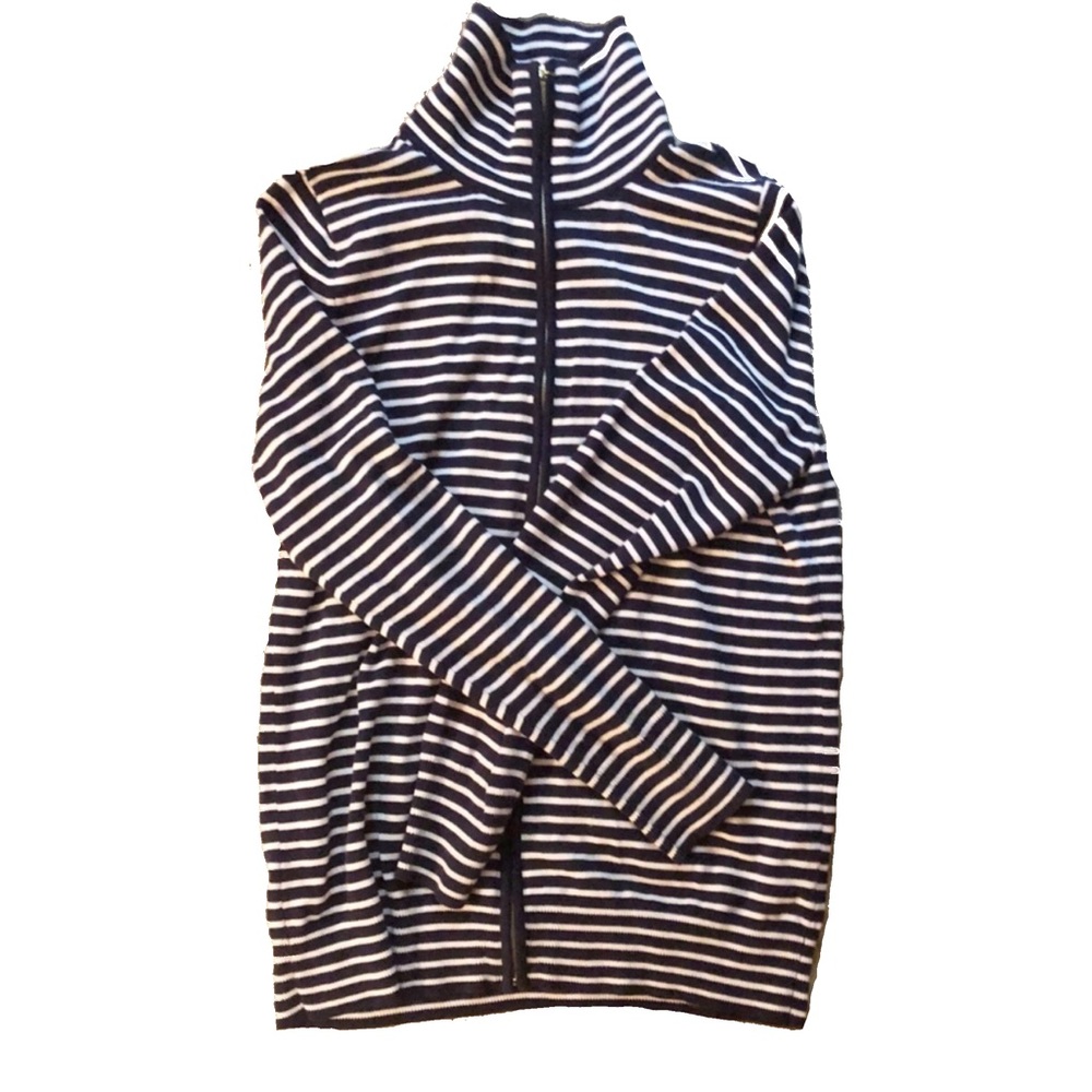 Navy/White Stripe Zip-Up